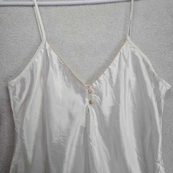 BHS Satin Nightgown Lingerie Chemise S Slip Sheer 80s 90s Vtg Nightie White - Picture 2 of 9